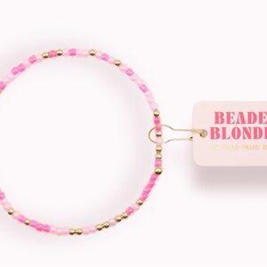 Beaded Blonde Pink and Gold Bracelet